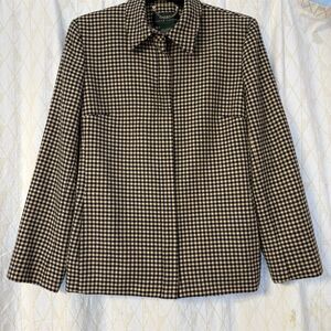 Lauren Ralph Lauren Women's Houndstooth Wool Equestrian Blazer Jacket Black 10